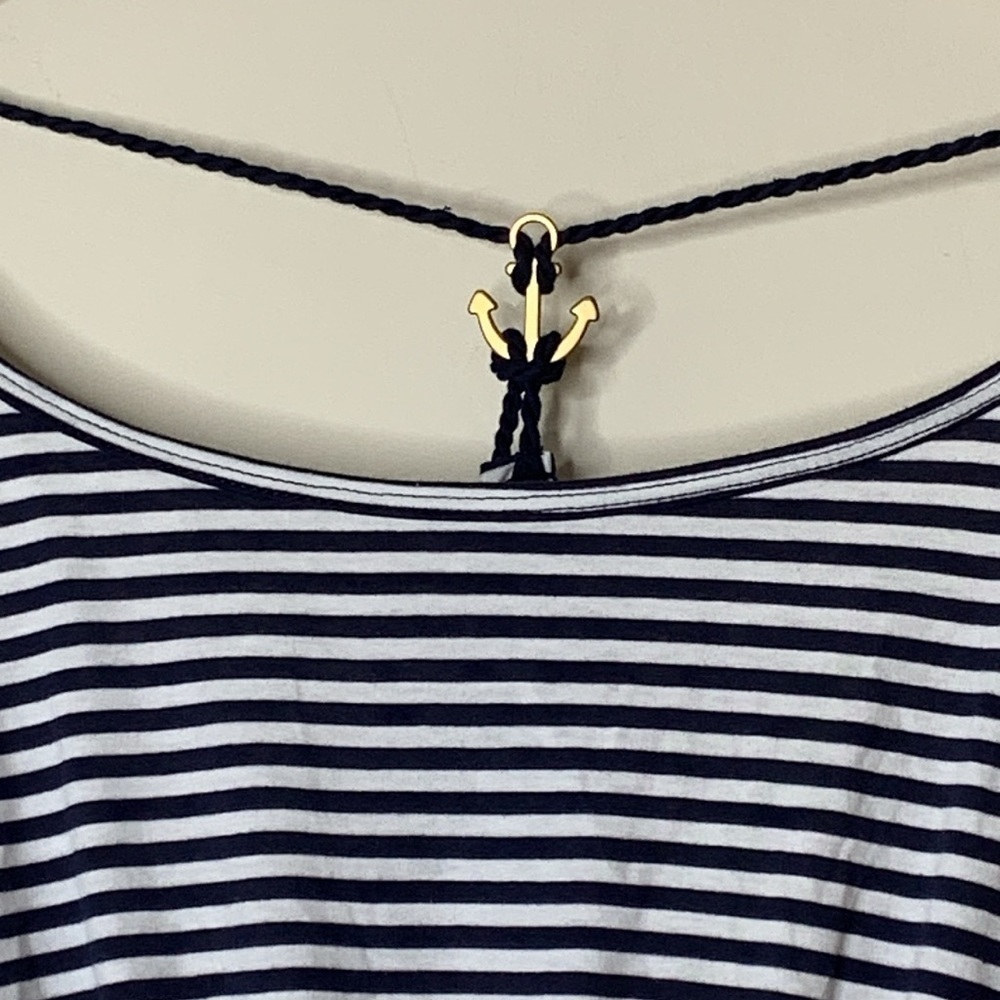 Ocean Drive | Striped NWT Anchor Back Elastic Waist Hi Low Mini Strappy Dress M - Picture 4 of 17